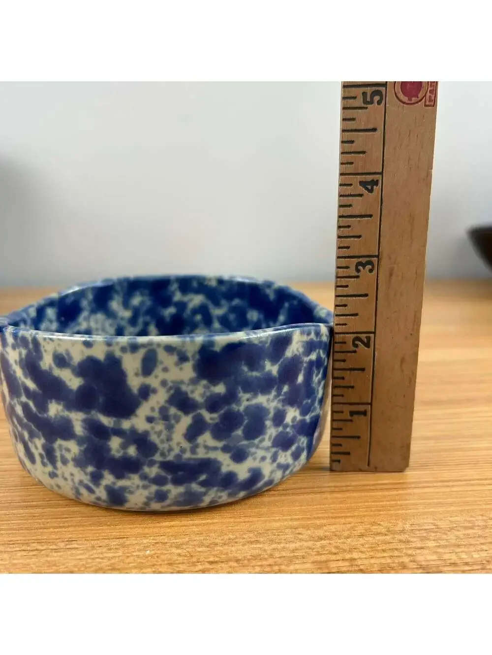 Bennington Pottery Vermont Mid Century Blue Sponge Glaze Handled Soup Bowl